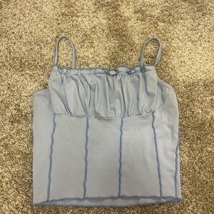 Blue Crop Tank Top Seamed